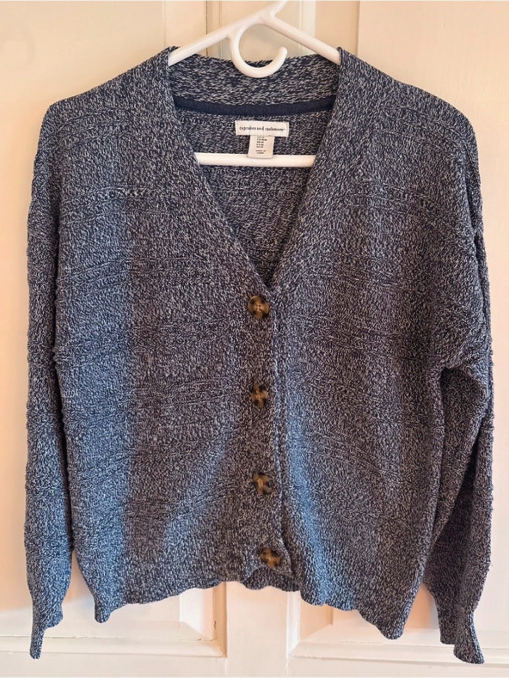 Cozy Blue Button-Front Women’s Sweater Cardigan Medium